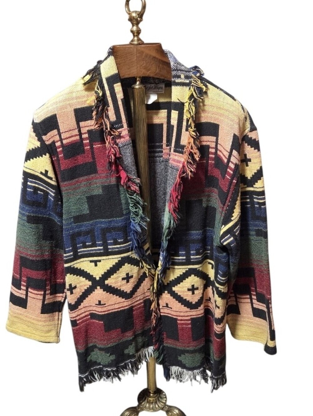 Vintage Just For Wraps JFW Southwestern Aztec Blacket Coat Sweater One Size